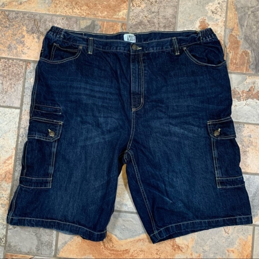 Liberty Blues 48” Big blue denim cargo shorts.